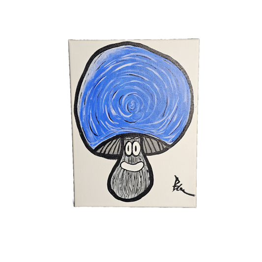 "Blue Shroom" – Hand-Painted Canvas